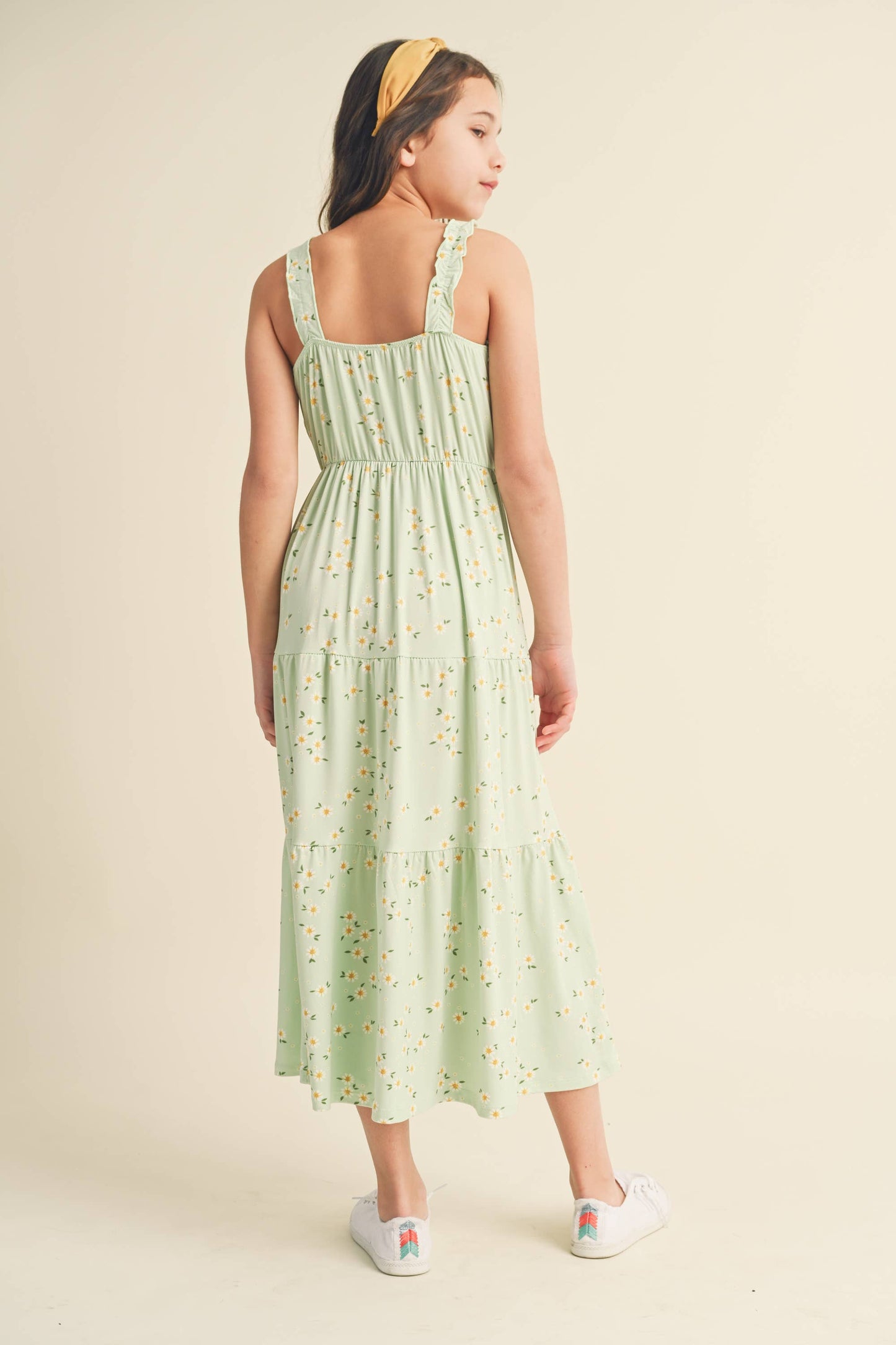 Ruffle Tiered Maxi Dress || Light Green Floral