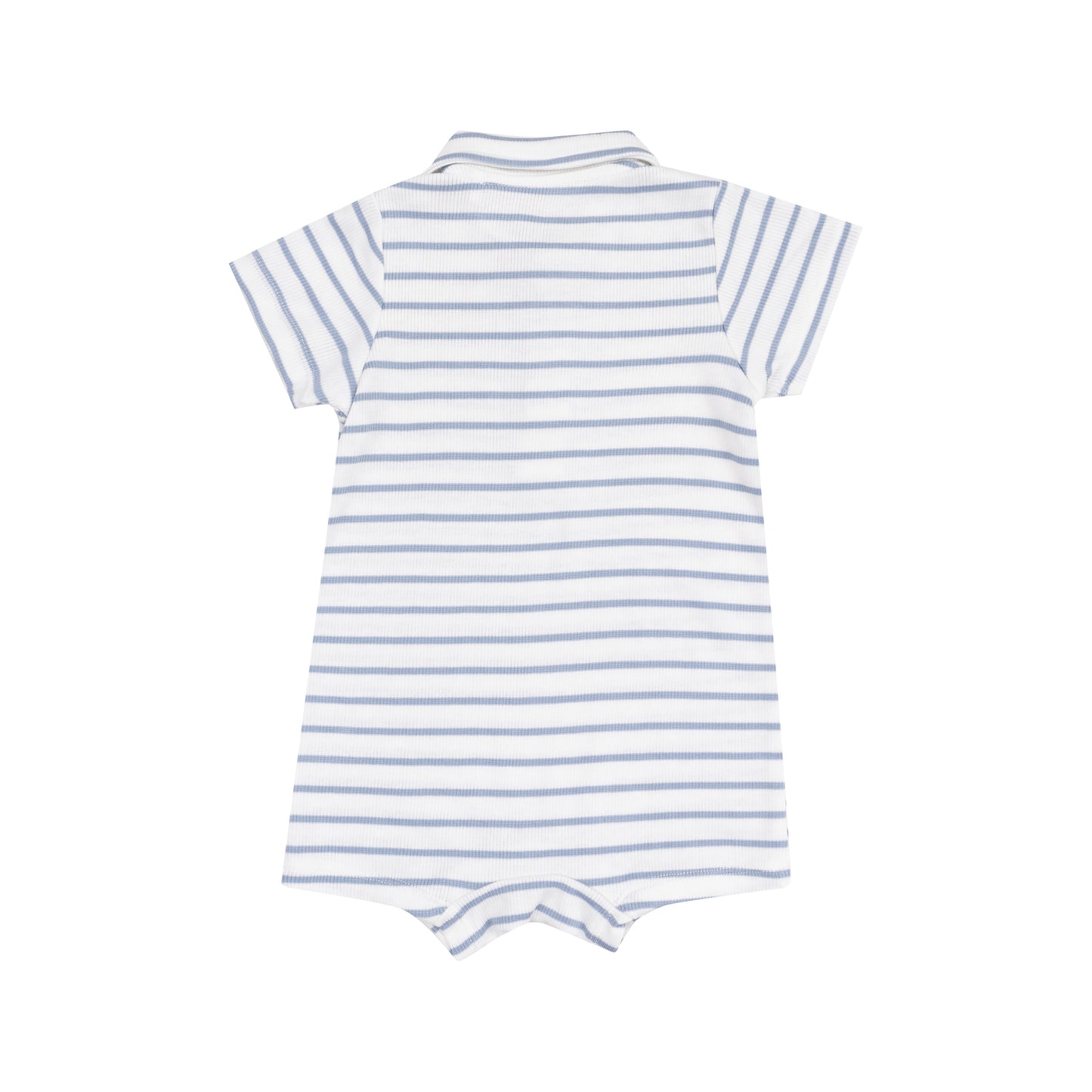 Polo Shortie || Dusty Blue French Stripe