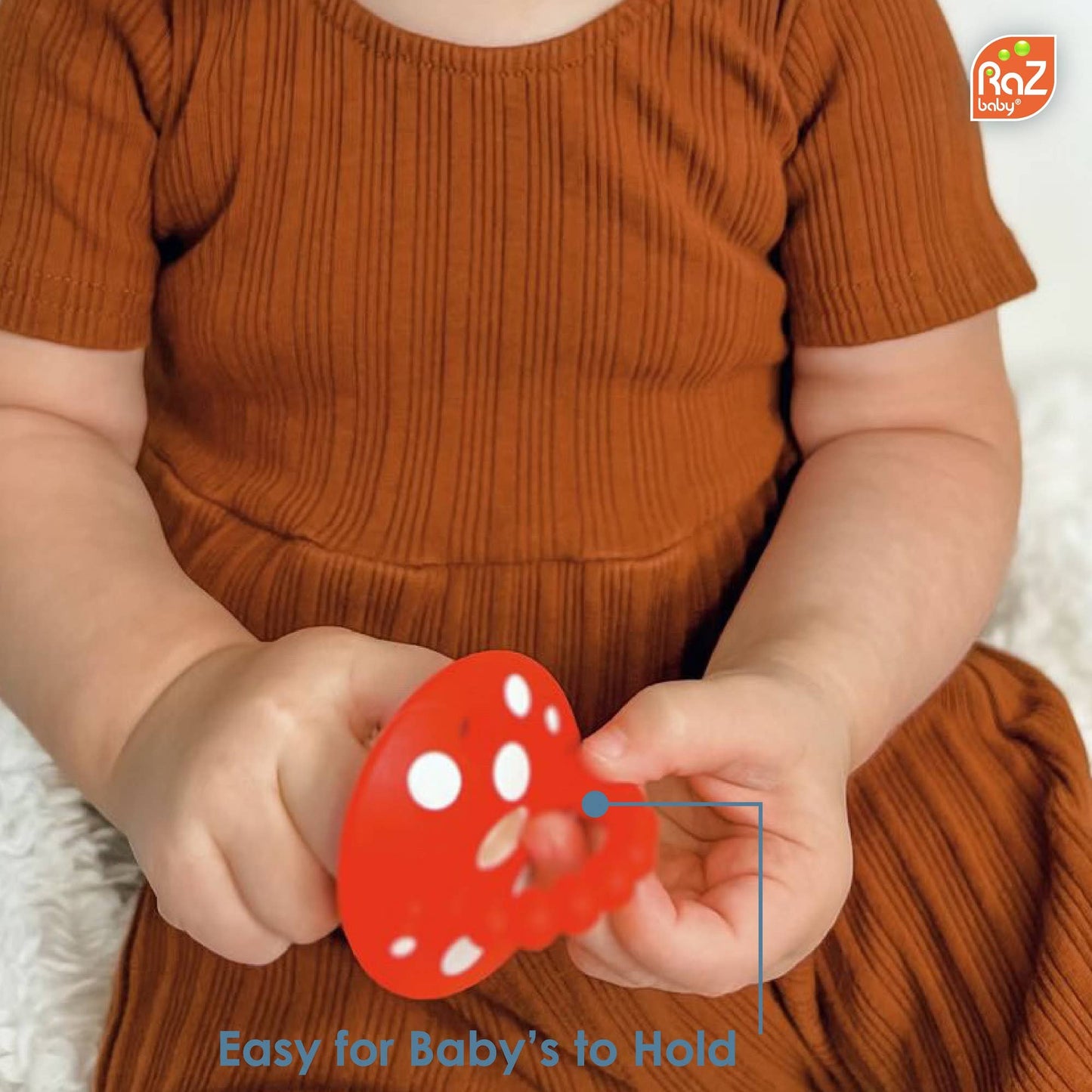 Chompy Mushroom Silicone Teether || Red + Blue