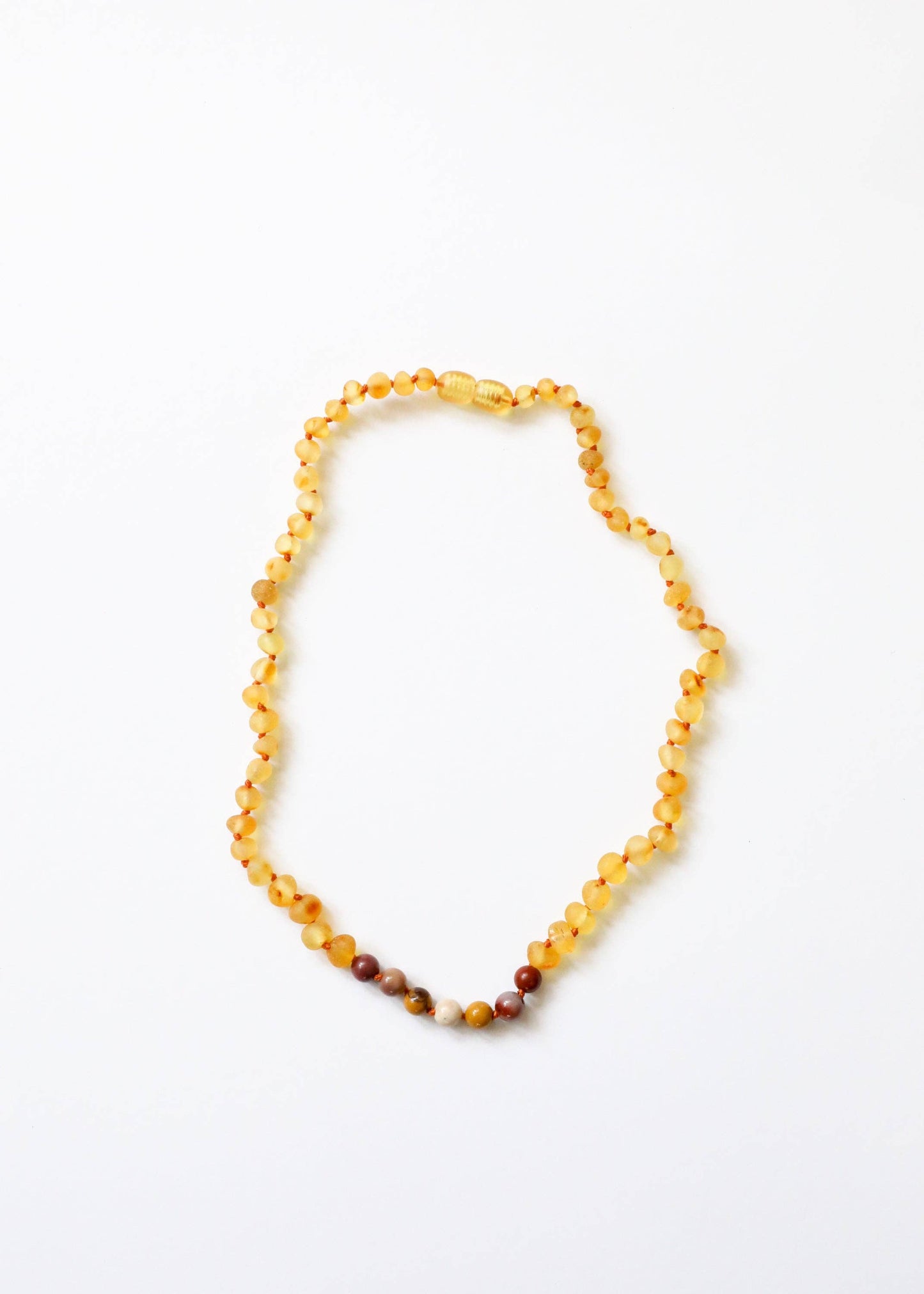 Raw Honey Baltic Amber + Mookaite Jasper || Baby Necklace 11"