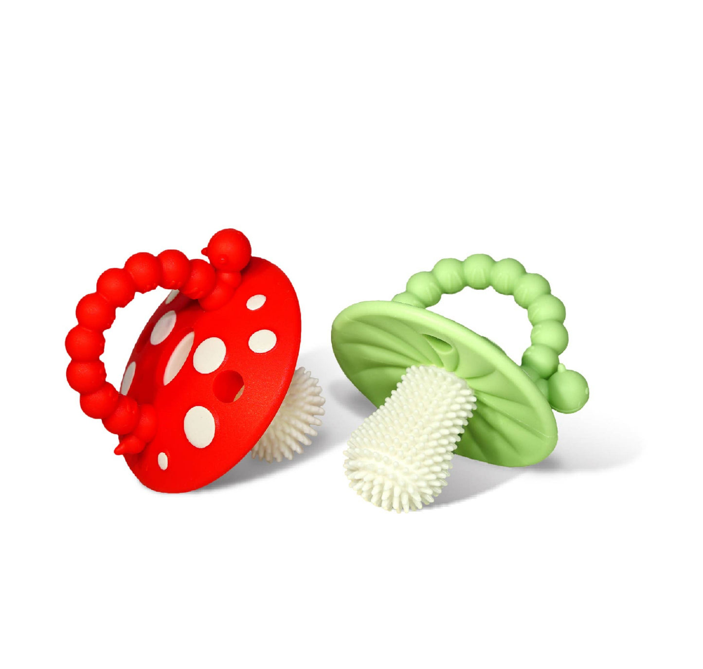 Chompy Mushroom Silicone Teether || Red + Blue