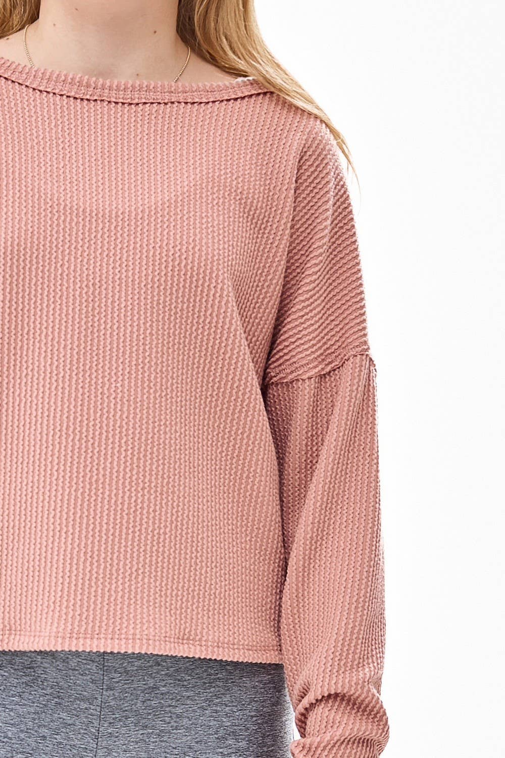 Ribbed Pullover Top || Dusty Pink