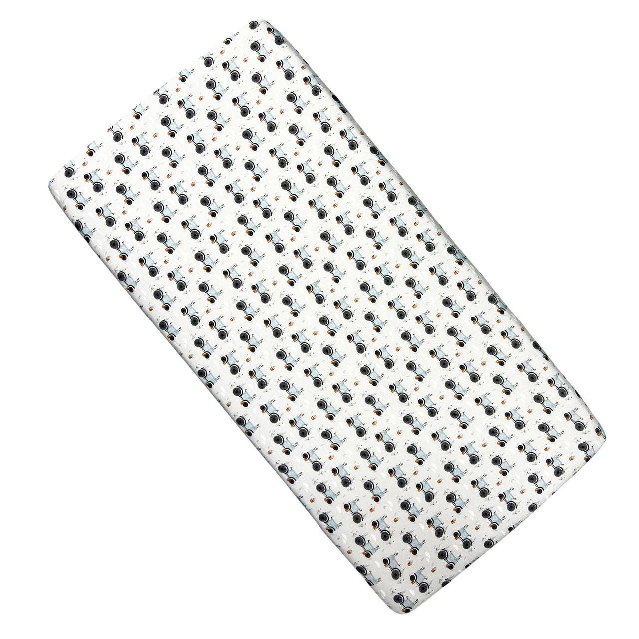 Bamboo Crib Sheet || Blue Tractor