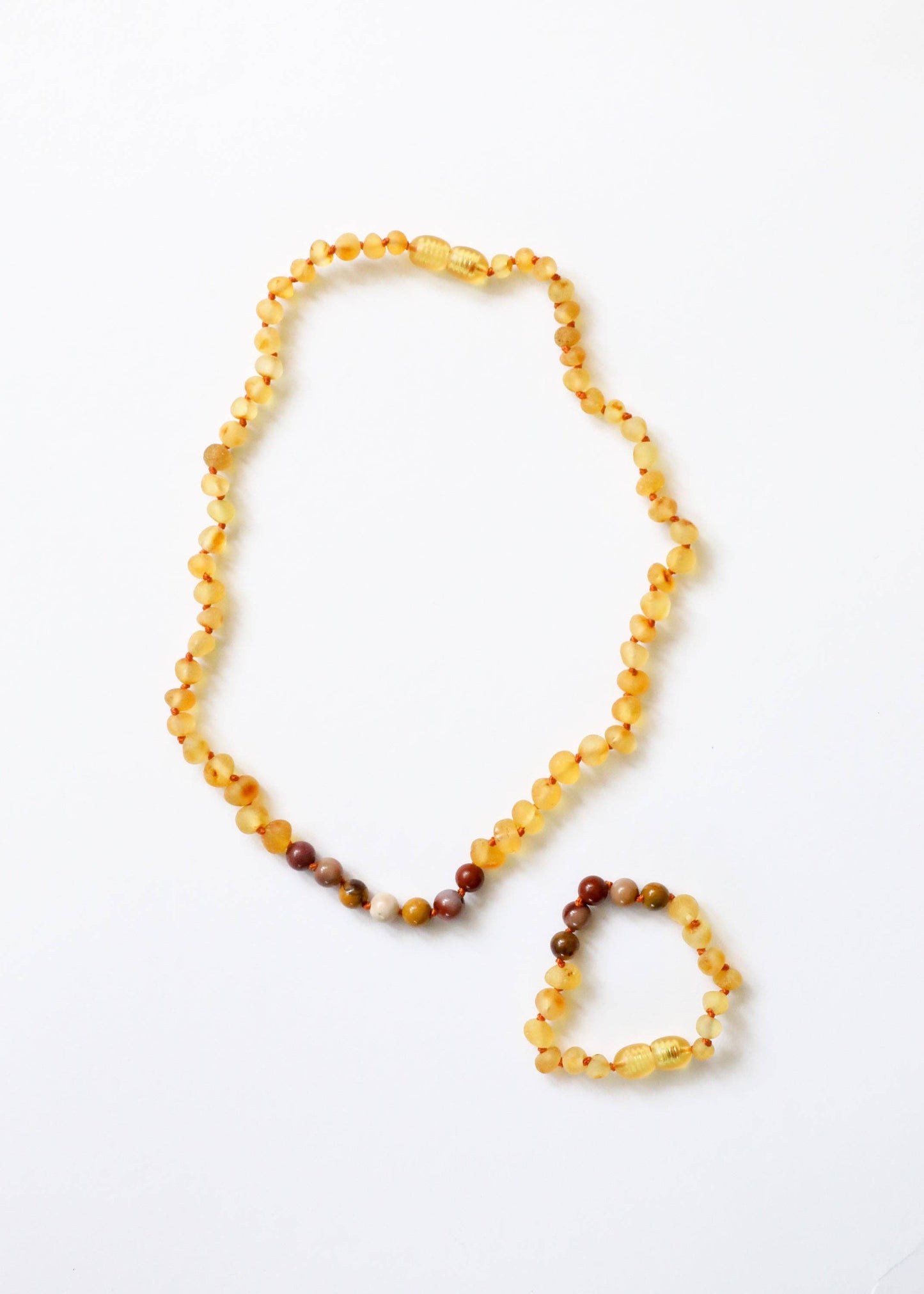 Raw Honey Baltic Amber + Mookaite Jasper || Baby Necklace 11"