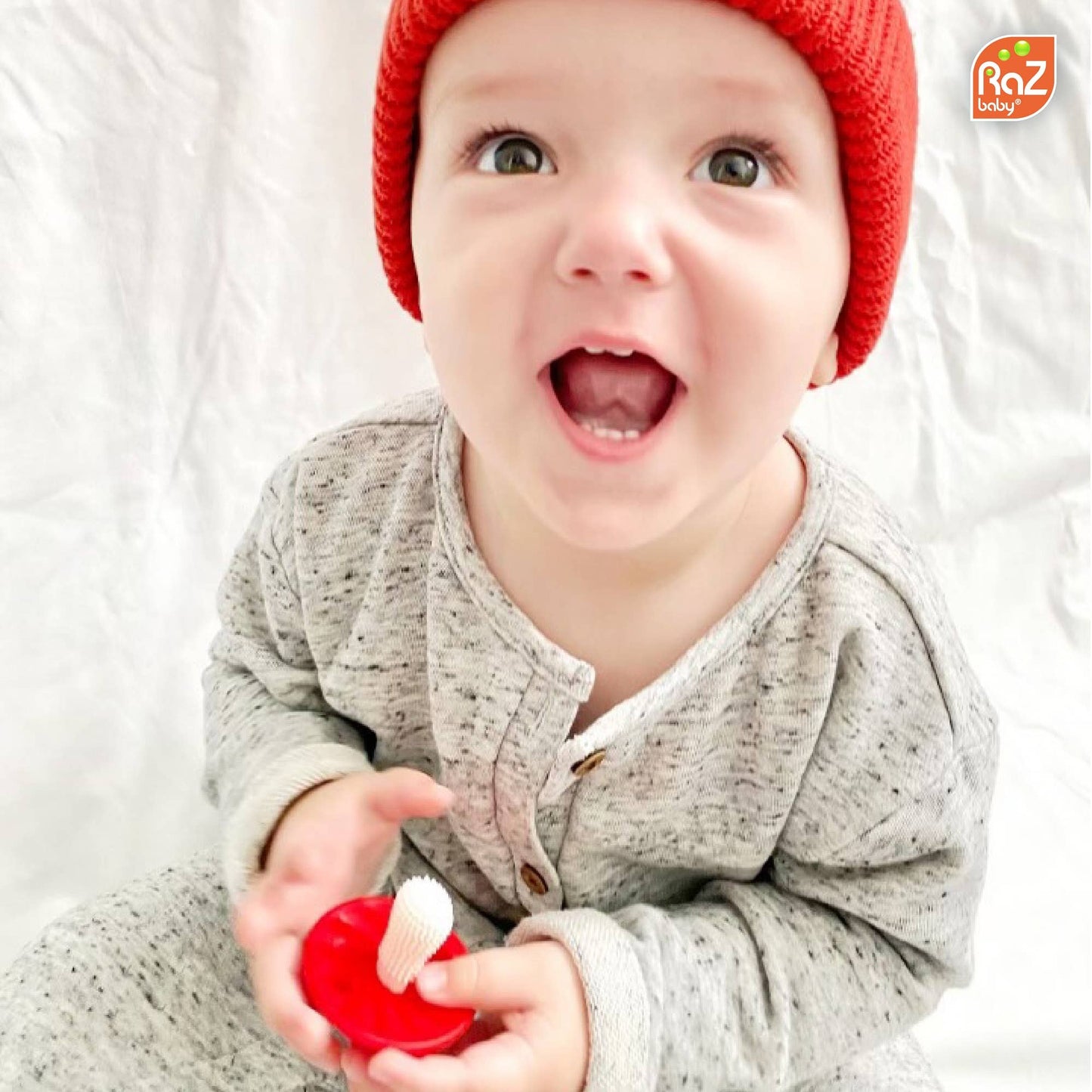 Chompy Mushroom Silicone Teether || Red + Blue