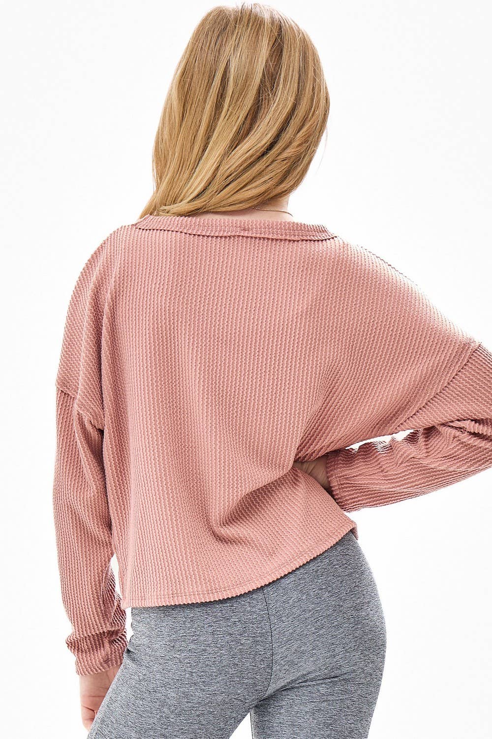 Ribbed Pullover Top || Dusty Pink