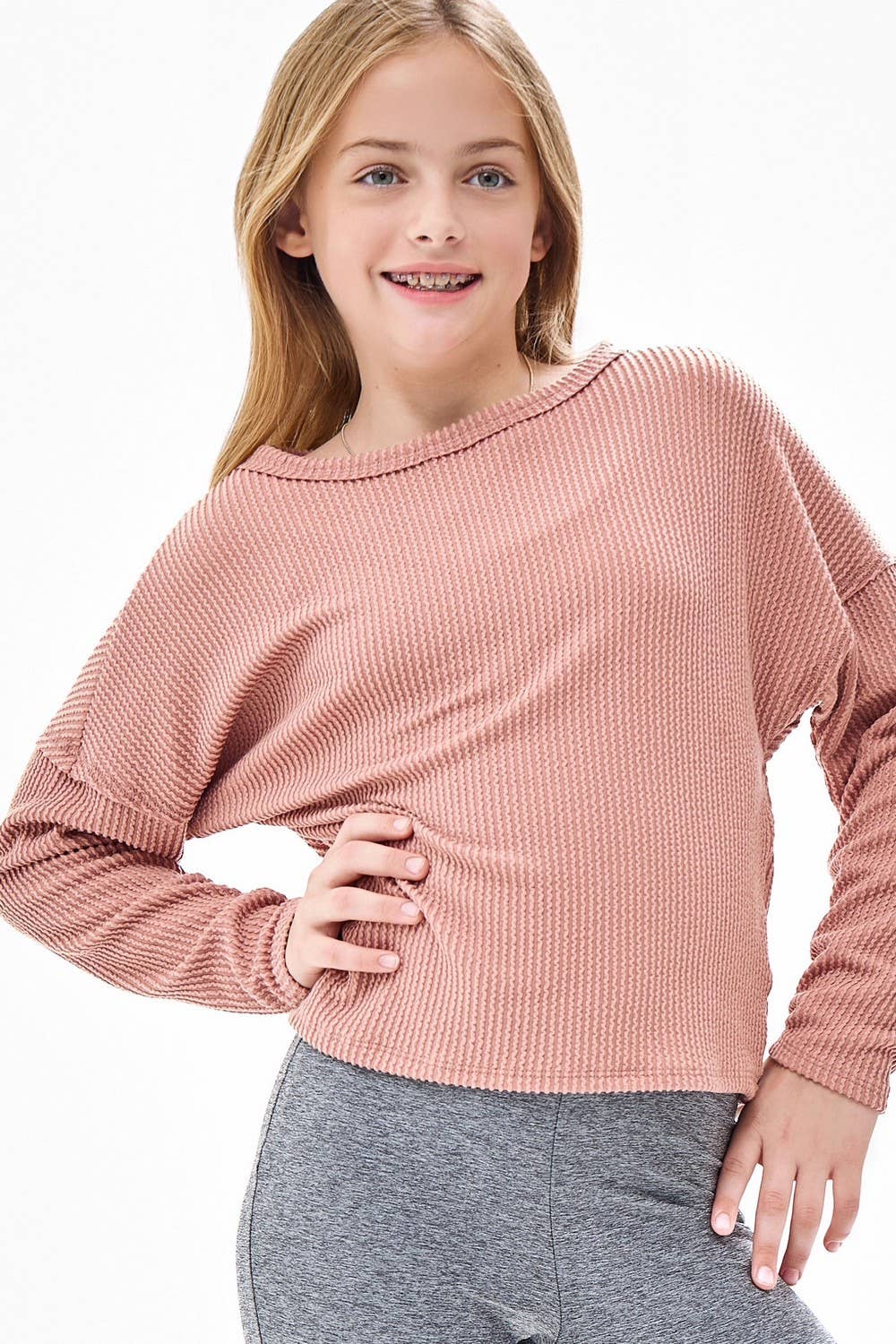 Ribbed Pullover Top || Dusty Pink