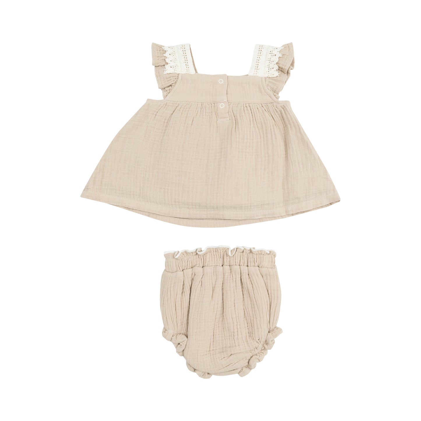 Pinafore + High Waisted Diaper Cover || Oxford Tan