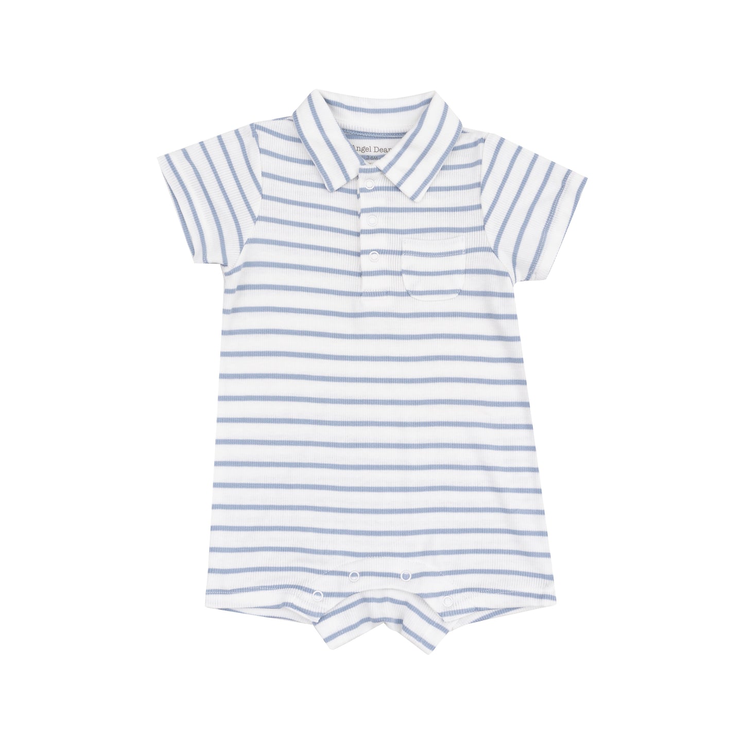 Polo Shortie || Dusty Blue French Stripe