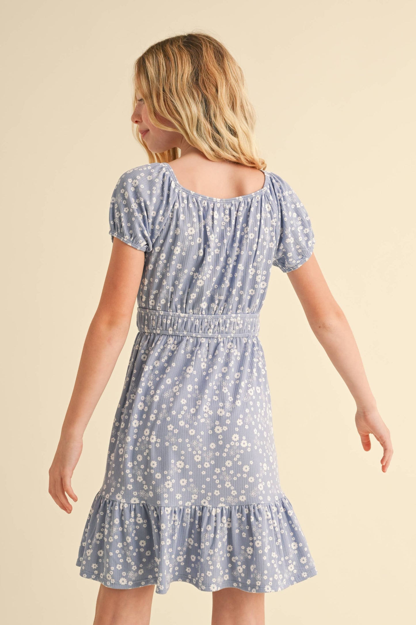 Puff Sleeve Dress || Blue Ditsy Floral