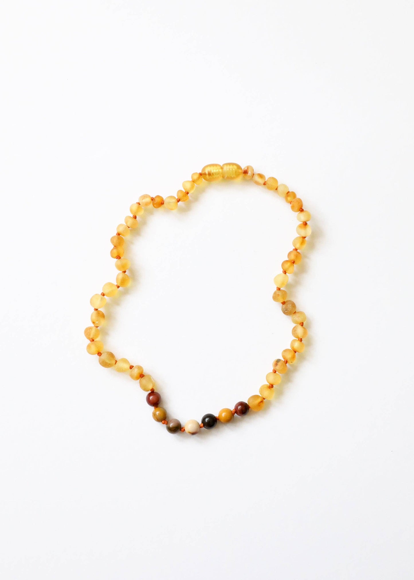 Raw Honey Baltic Amber + Mookaite Jasper || Baby Necklace 11"