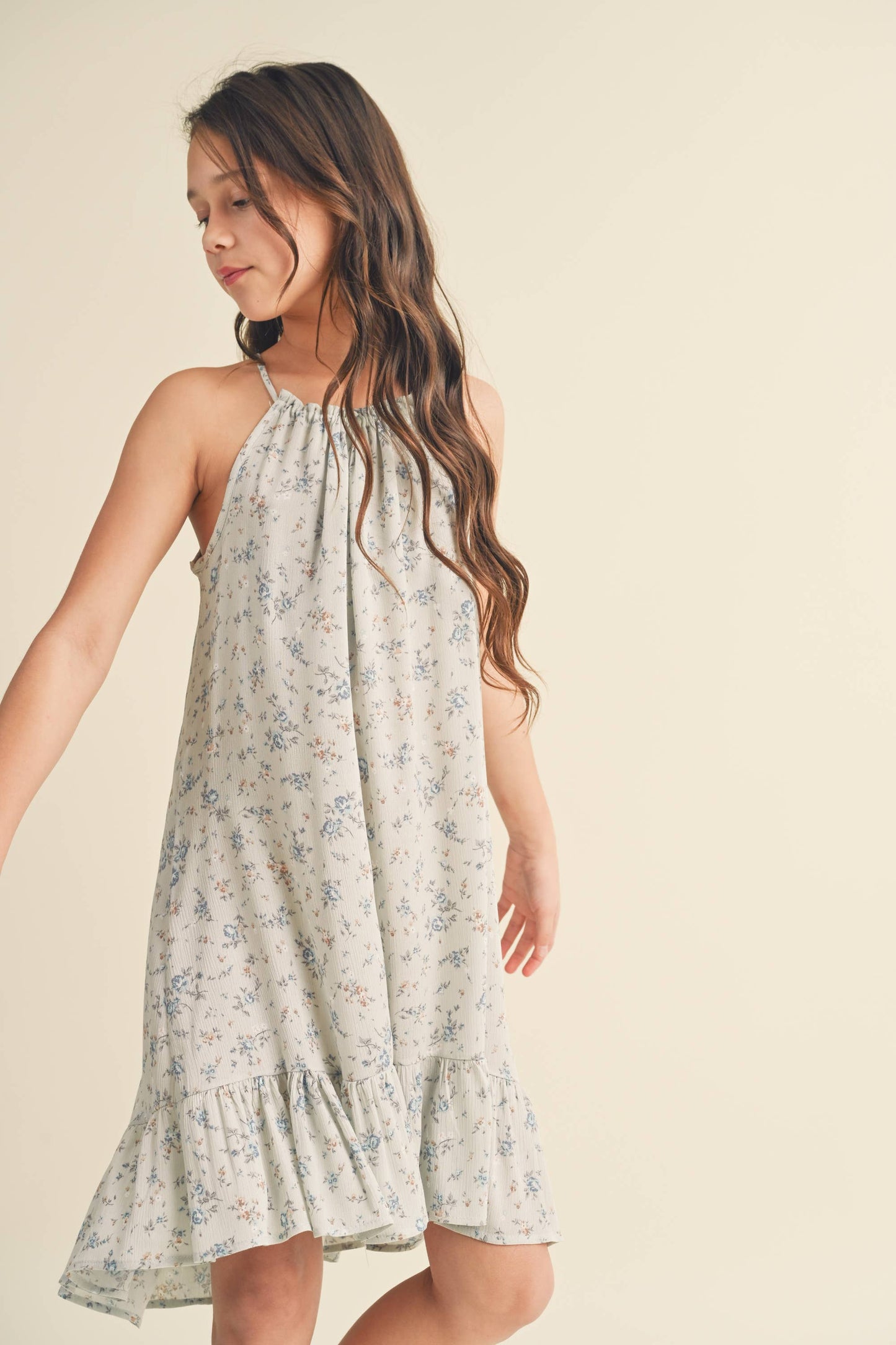 Halter Flounce Dress || Sage + Stone Blue