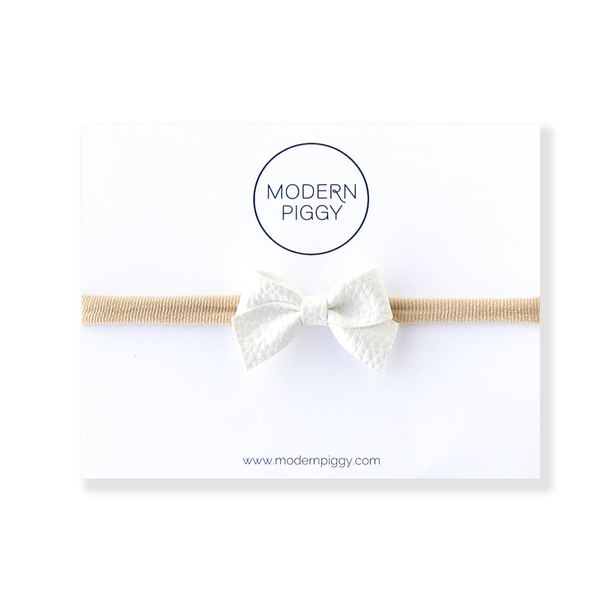 Leather Baby Bow || White