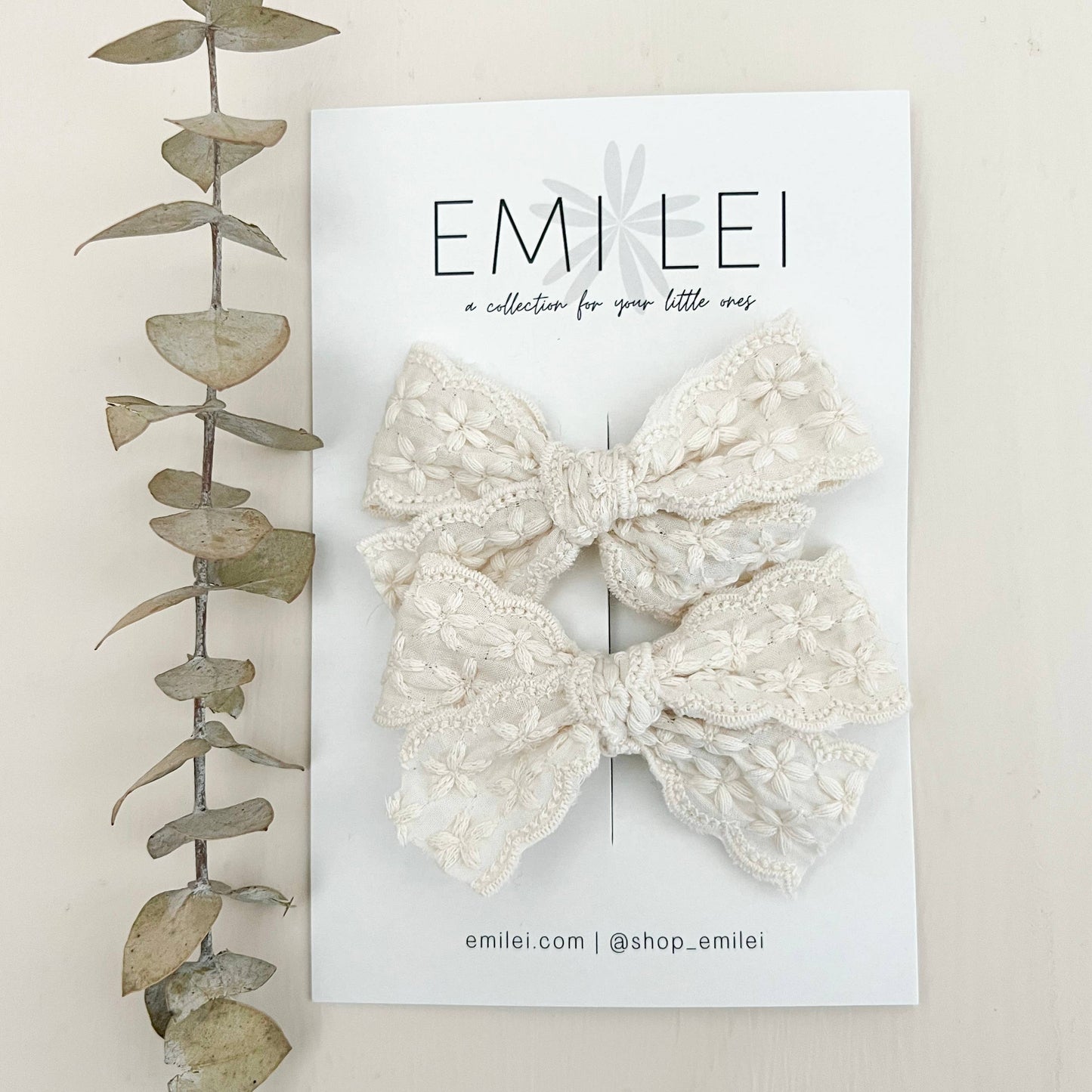 Pigtail Bow Clip Set || Linen Lace