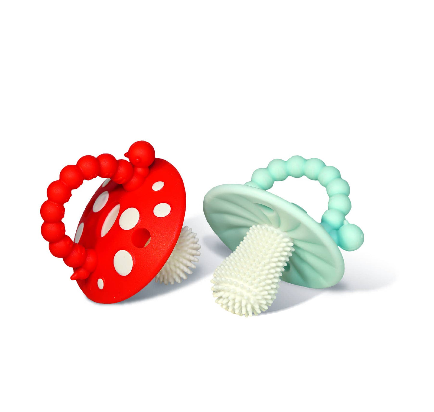 Chompy Mushroom Silicone Teether || Red + Blue