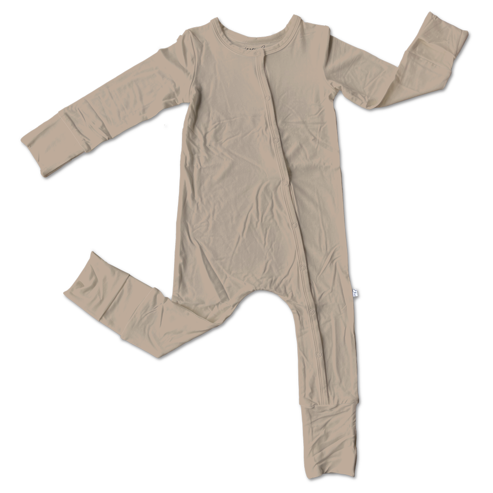 Taupe Bamboo Convertible Snap Footie || Taupe