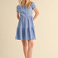 Puff Sleeve Tiered Dress || Blue