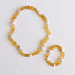 Raw Honey Baltic Amber + Pearl Halo || Child Necklace 12"