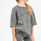 Mineral Washed Top + Biker Shorts Set || Charcoal