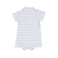 Polo Shortie || Dusty Blue French Stripe