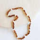 Raw Cognac Baltic Sea Amber + Pearl Halo || Baby Necklace 11"