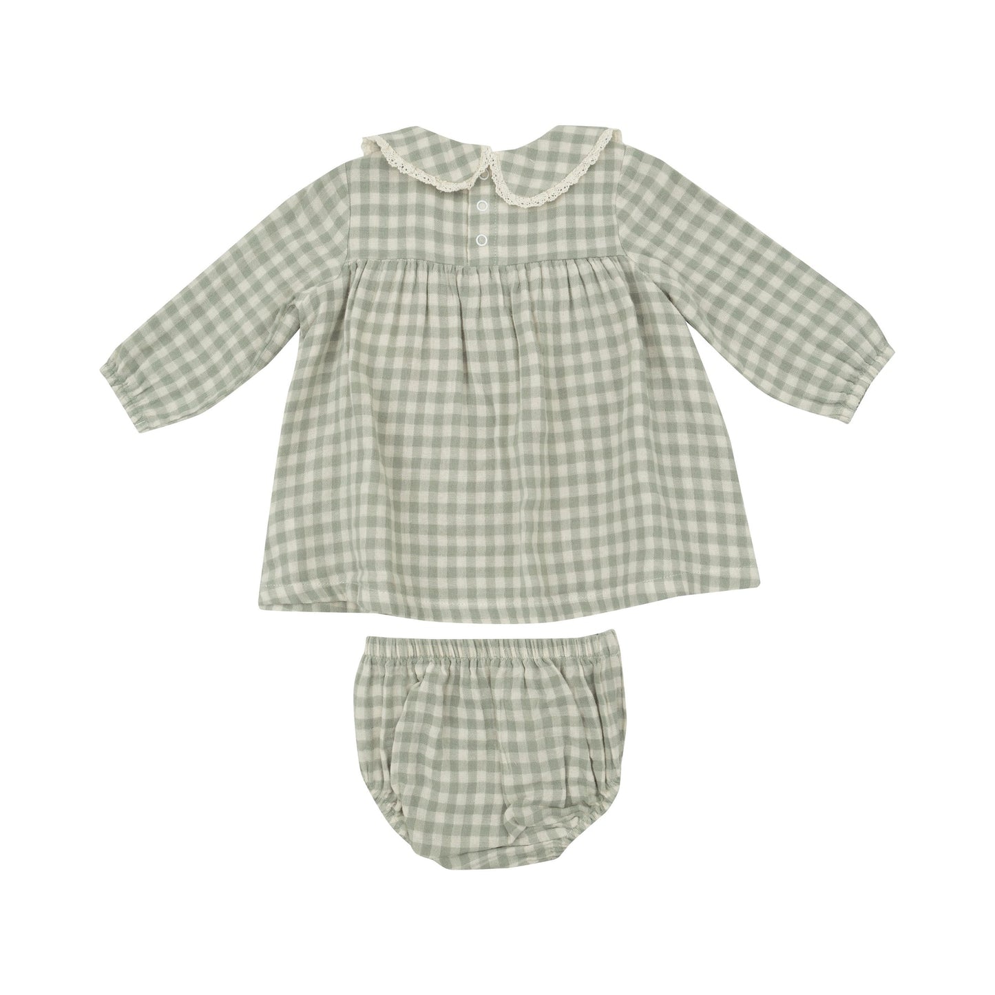 Peter Pan Collar Dress || Mini Green Gingham