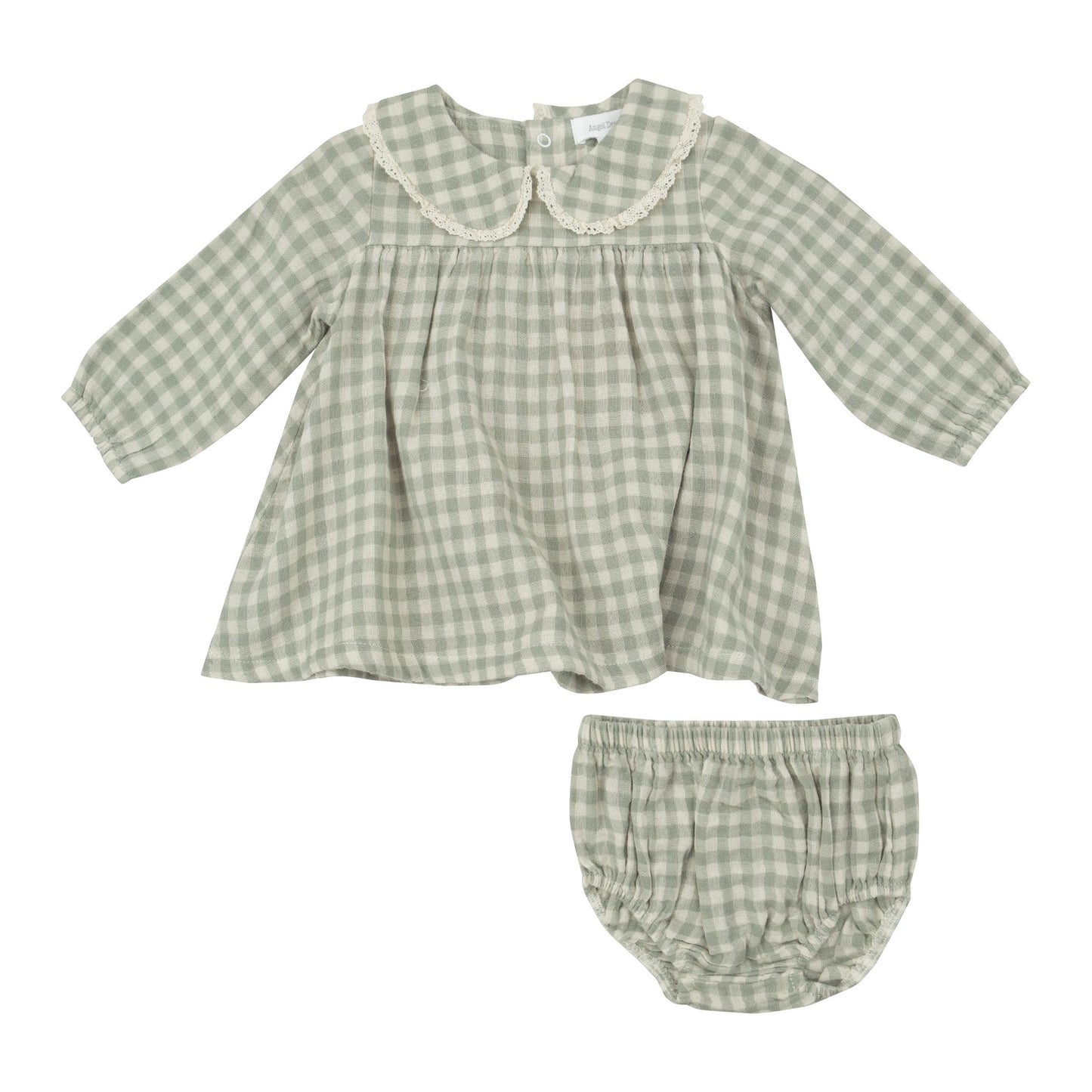 Peter Pan Collar Dress || Mini Green Gingham