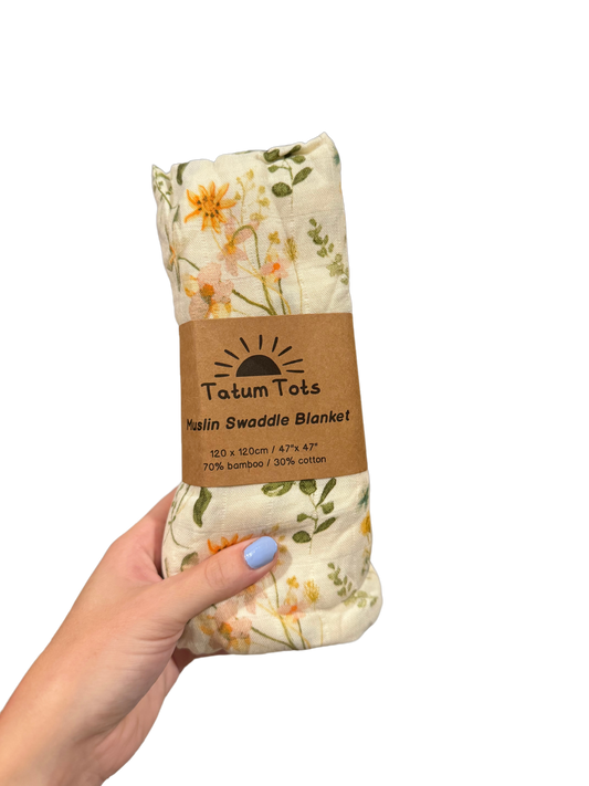 Bamboo Muslin Swaddle Blanket || WIldflower