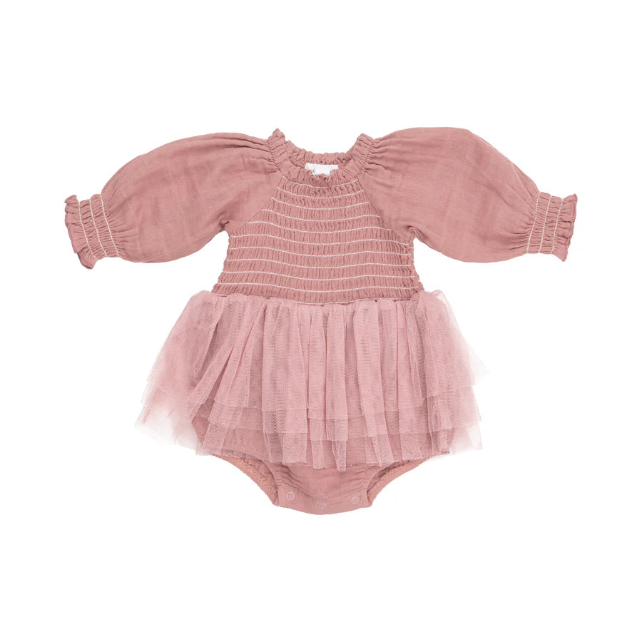 Smocked Tutu Bubble || Dusty Rose