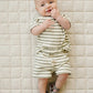 Button Short Set || Sage Stripe