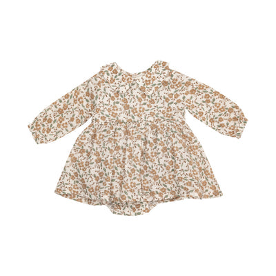 Peter Pan Collar Skirted Bubble || Bitty Brown Floral