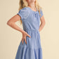 Puff Sleeve Tiered Dress || Blue