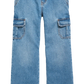 High Rise Wide Leg Cargo Denim || Medium Wash