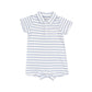 Polo Shortie || Dusty Blue French Stripe