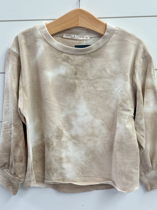 French Terry Puff Sleeve Top || Tie Dye Stone