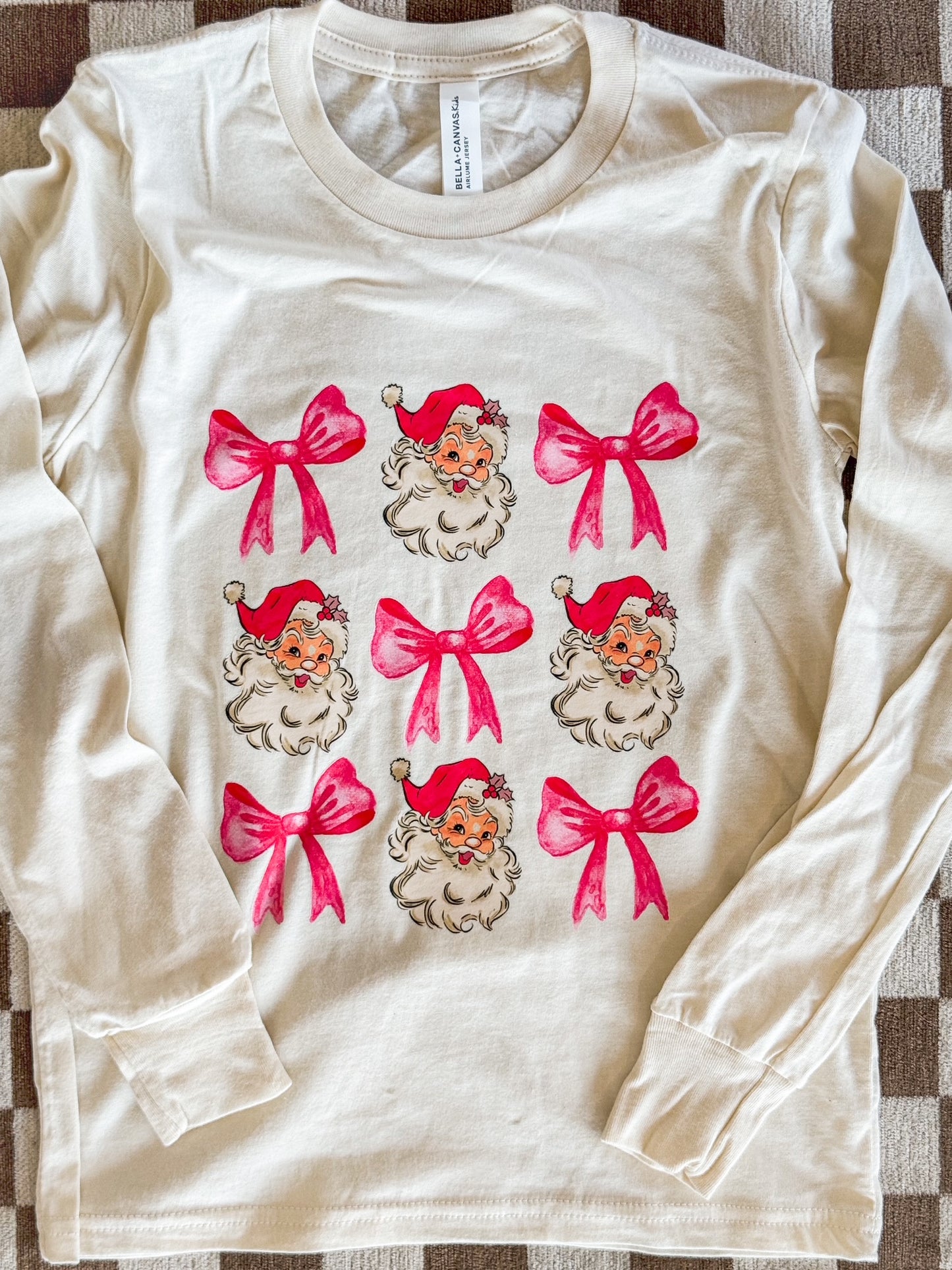 Long Sleeve Tshirt || Pink Coquette Santa