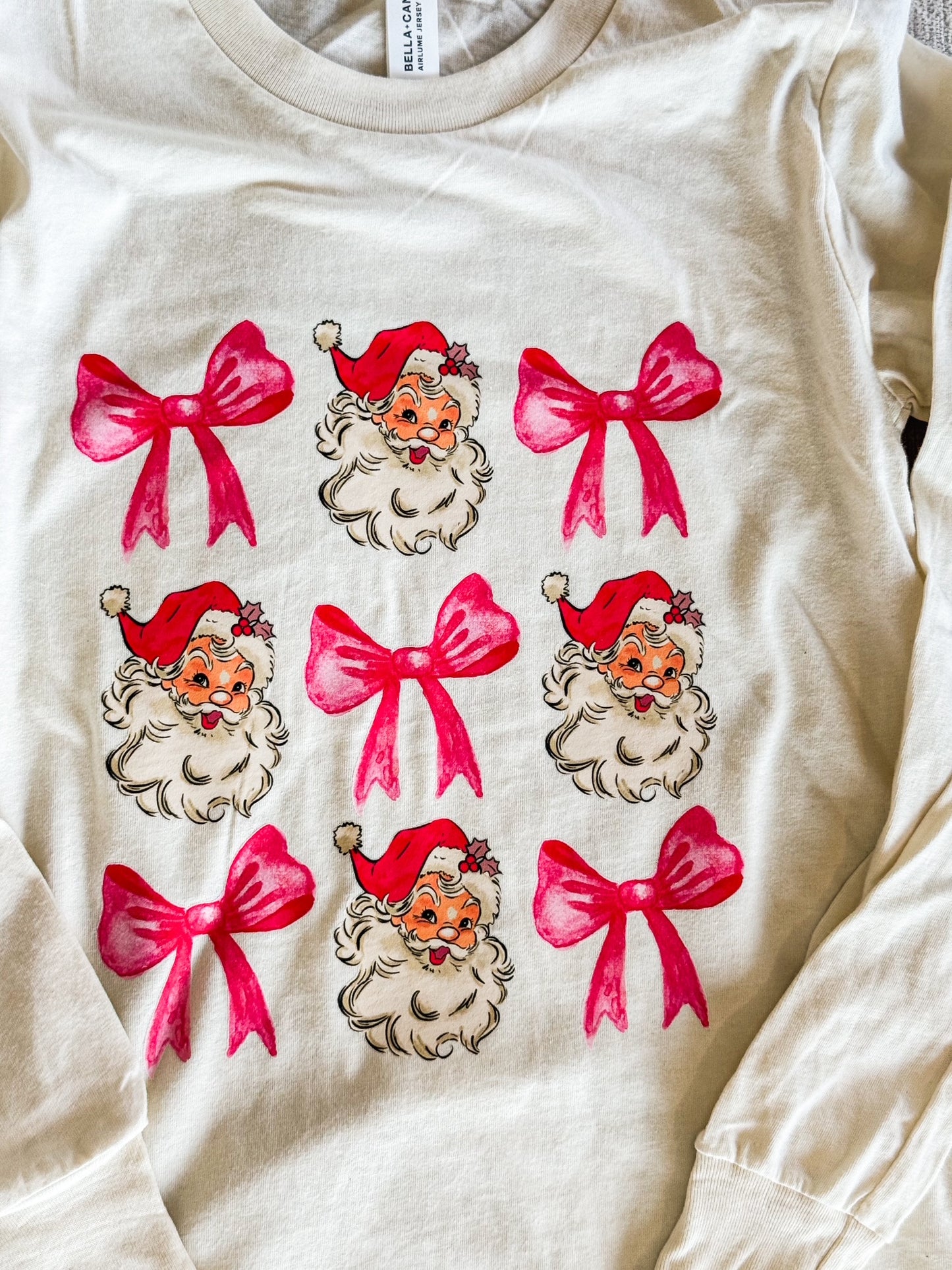 Long Sleeve Tshirt || Pink Coquette Santa