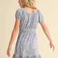 Puff Sleeve Dress || Blue Ditsy Floral