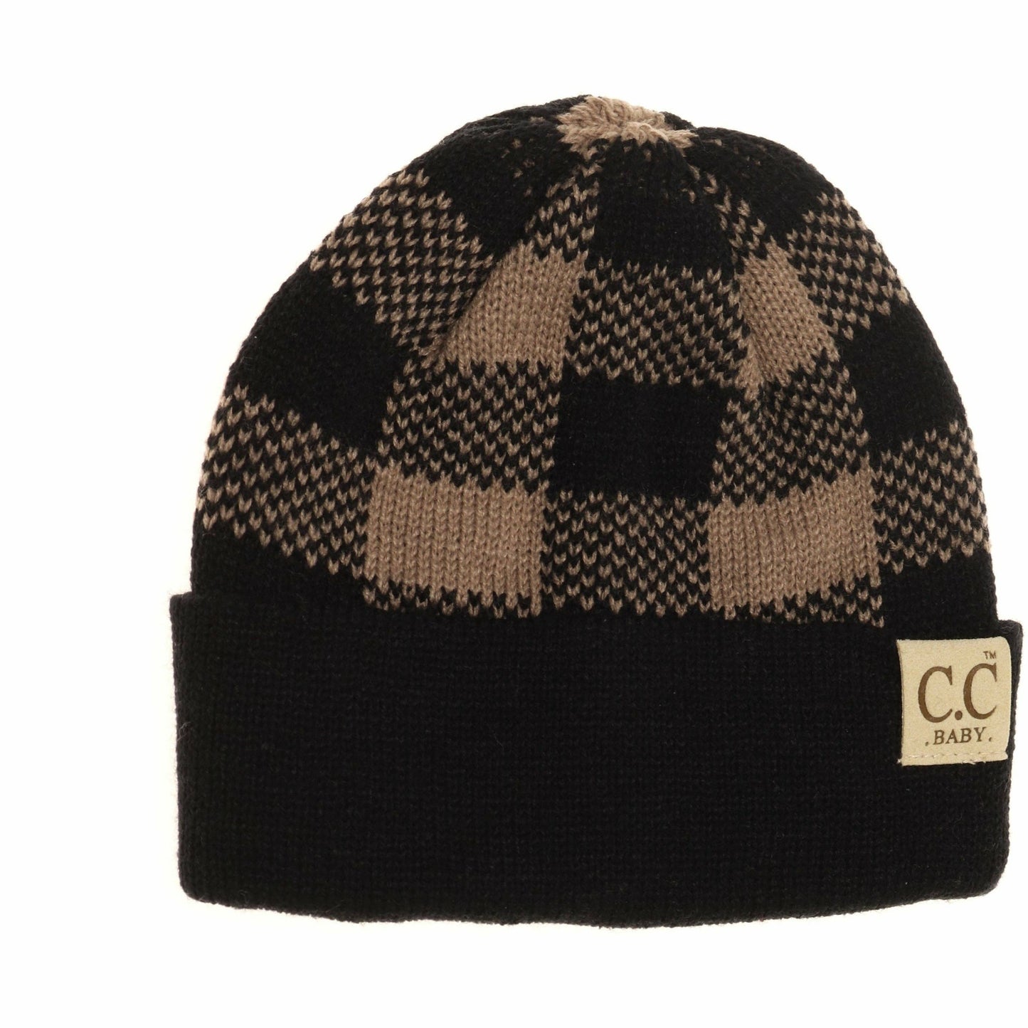 BABY Buffalo Plaid Cuff Beanie || Black + White