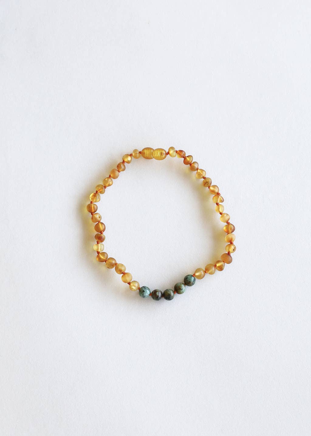 Raw Honey Amber + Turquoise Jasper|| 11" Baby Necklace