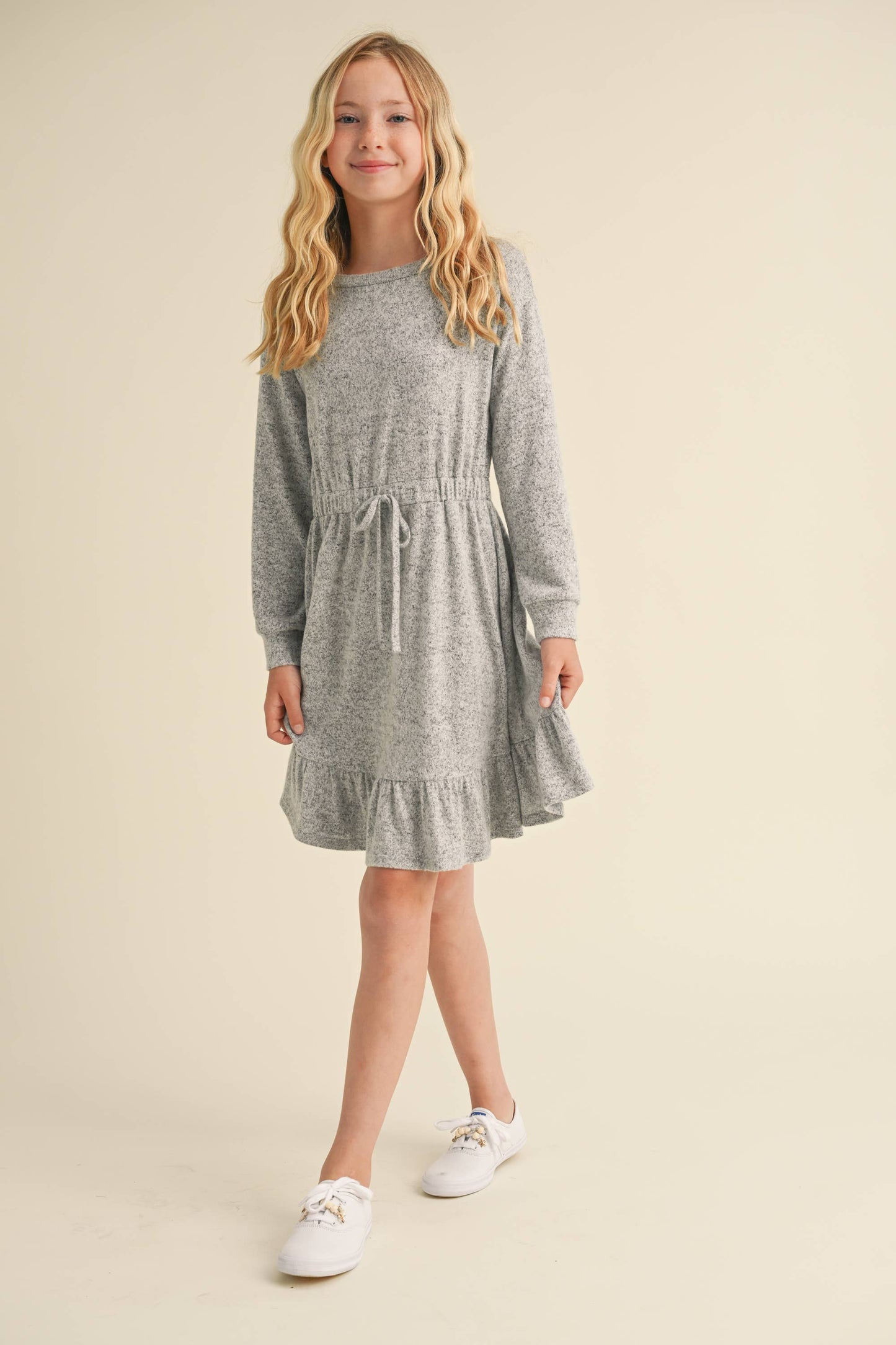 Hacci Drawstring Dress || Brushed Gray