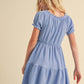Puff Sleeve Tiered Dress || Blue