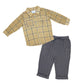 2PC Gauze Pant Set || Beige Plaid