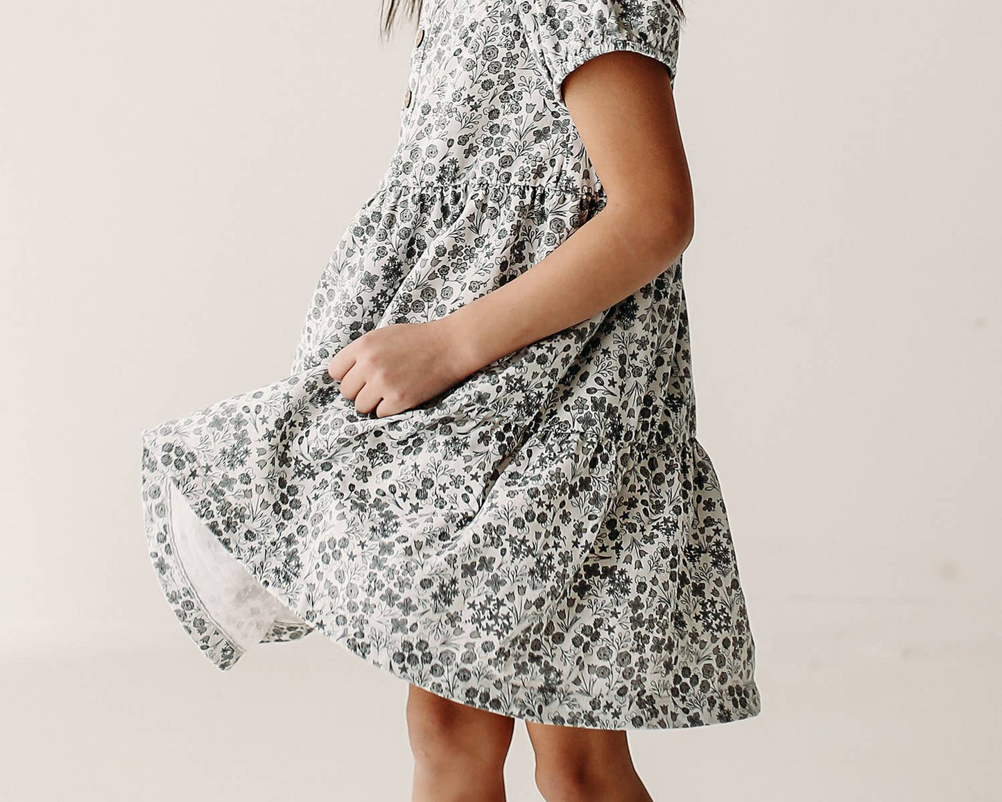 Puff Sleeve Henley Dress || Robin's egg Calico Floral