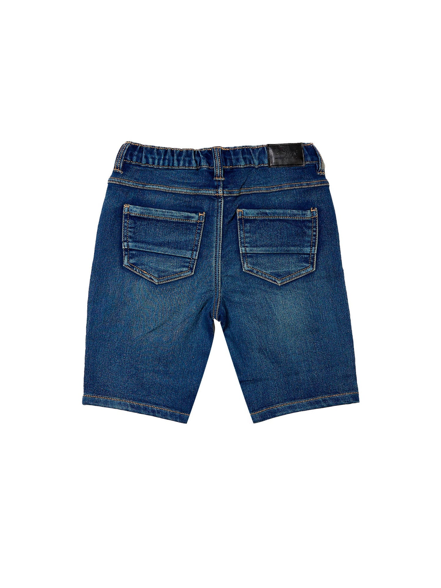 Knit Denim Pull-on Shorts || Derek Medium Wash