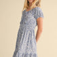 Puff Sleeve Dress || Blue Ditsy Floral