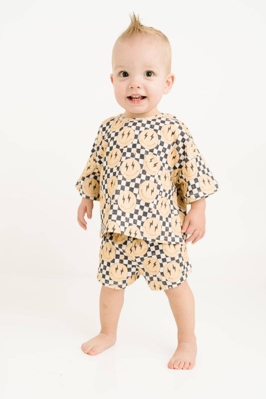 Slouchy Set || Lightening Checkered Smiley