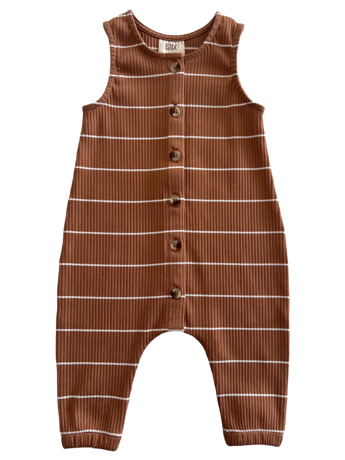 Organic Ribbed Bay Jumpsuit || Saddle Stripe