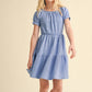 Puff Sleeve Tiered Dress || Blue