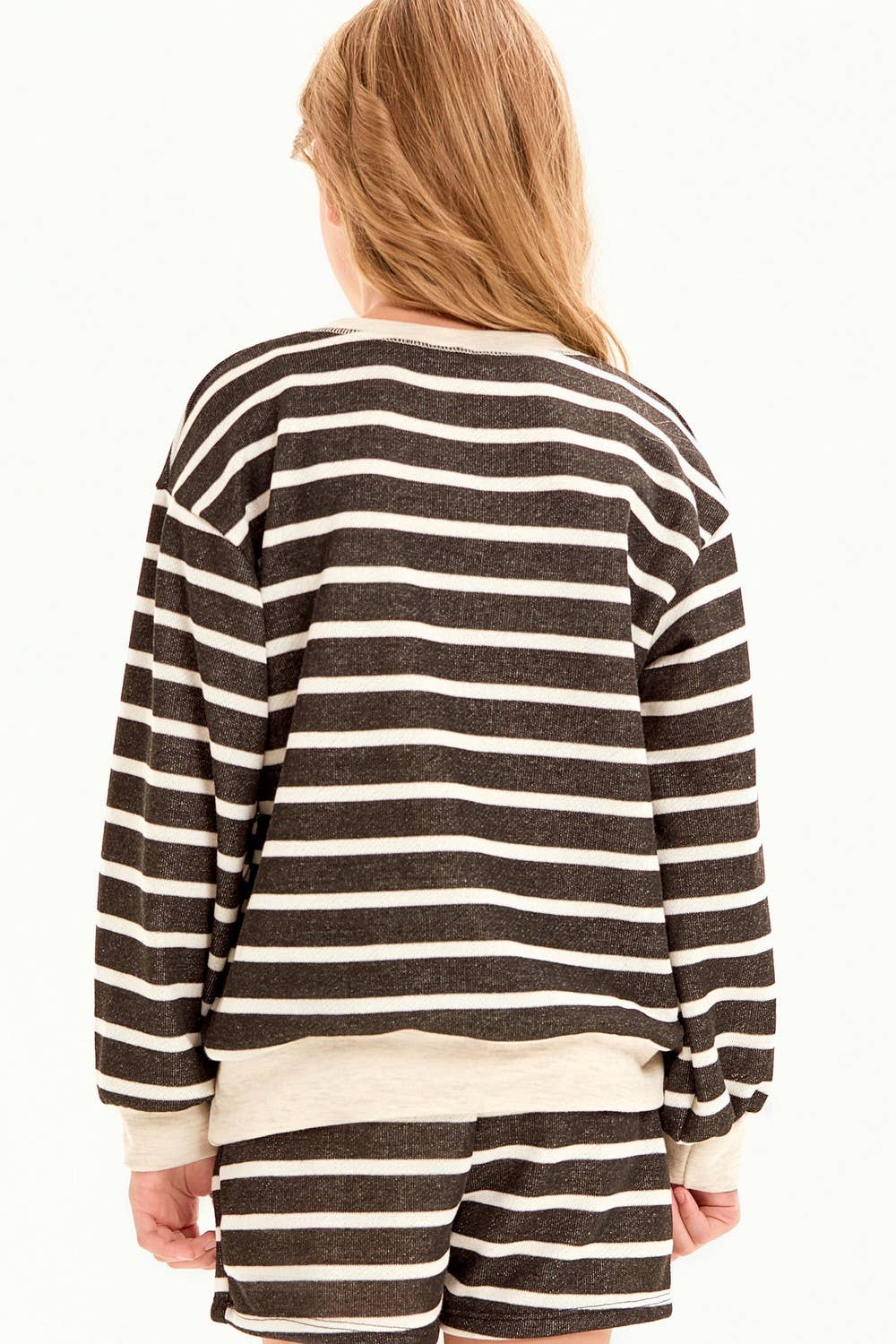 Stripe French Terry Sweatshirt || Black + Oatmeal